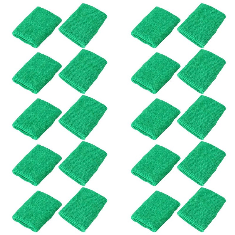 Mallofusa 10 Pack Colorful Sports Basketball Football Absorbent Wristband Party Outdoor Activity (Green) - Image 1